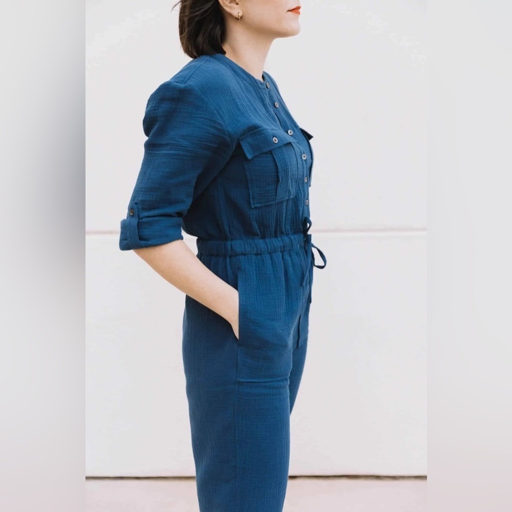 Madewell Navy Gauze Jumpsuit sz 6 - Picture 3 of 8